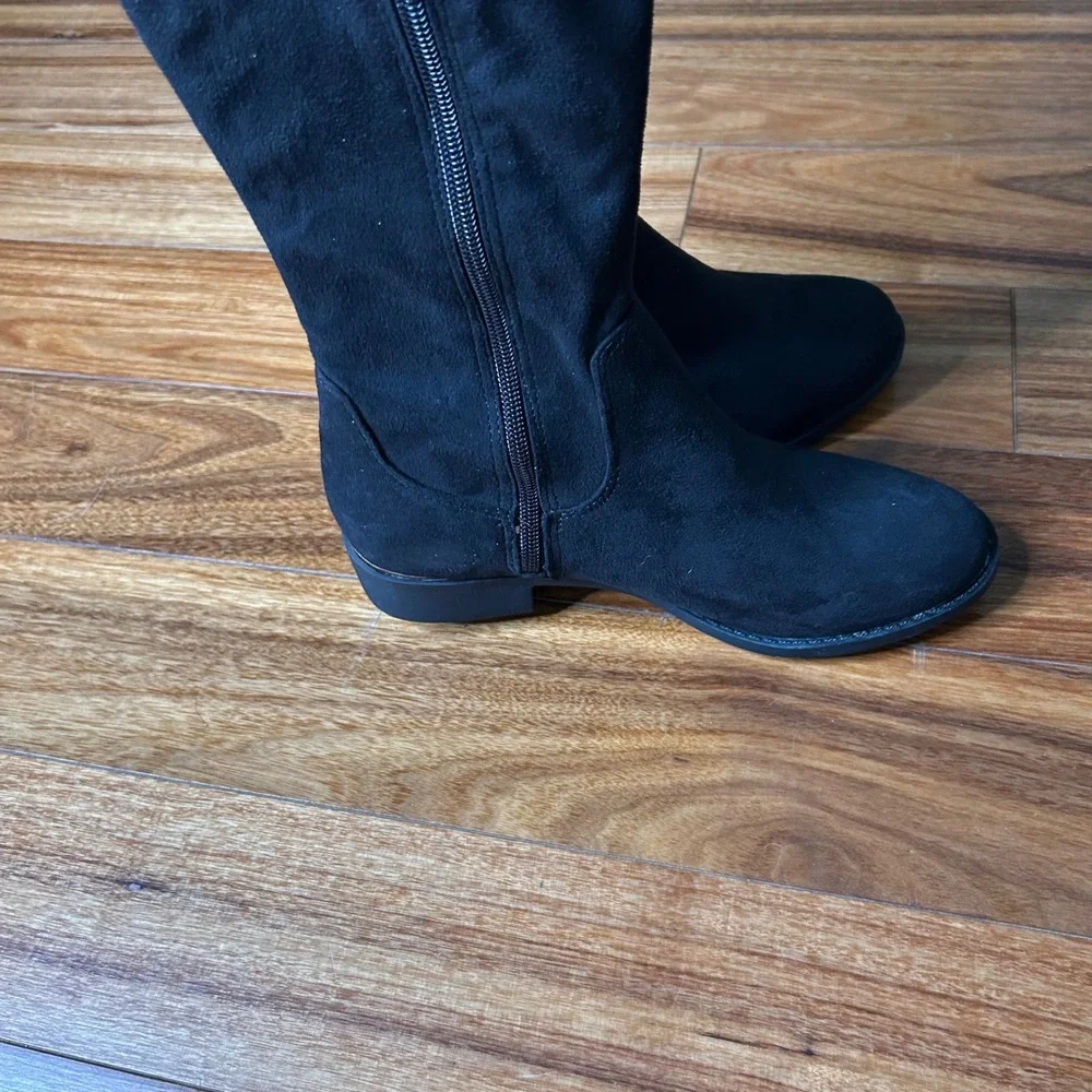 Worthington Black Over The Knee Boots Gold Accent Detail‎ Women's